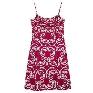 Ann Taylor Empire Waist Dress Sz 4 Berry Pink Abstract Floral Y2K